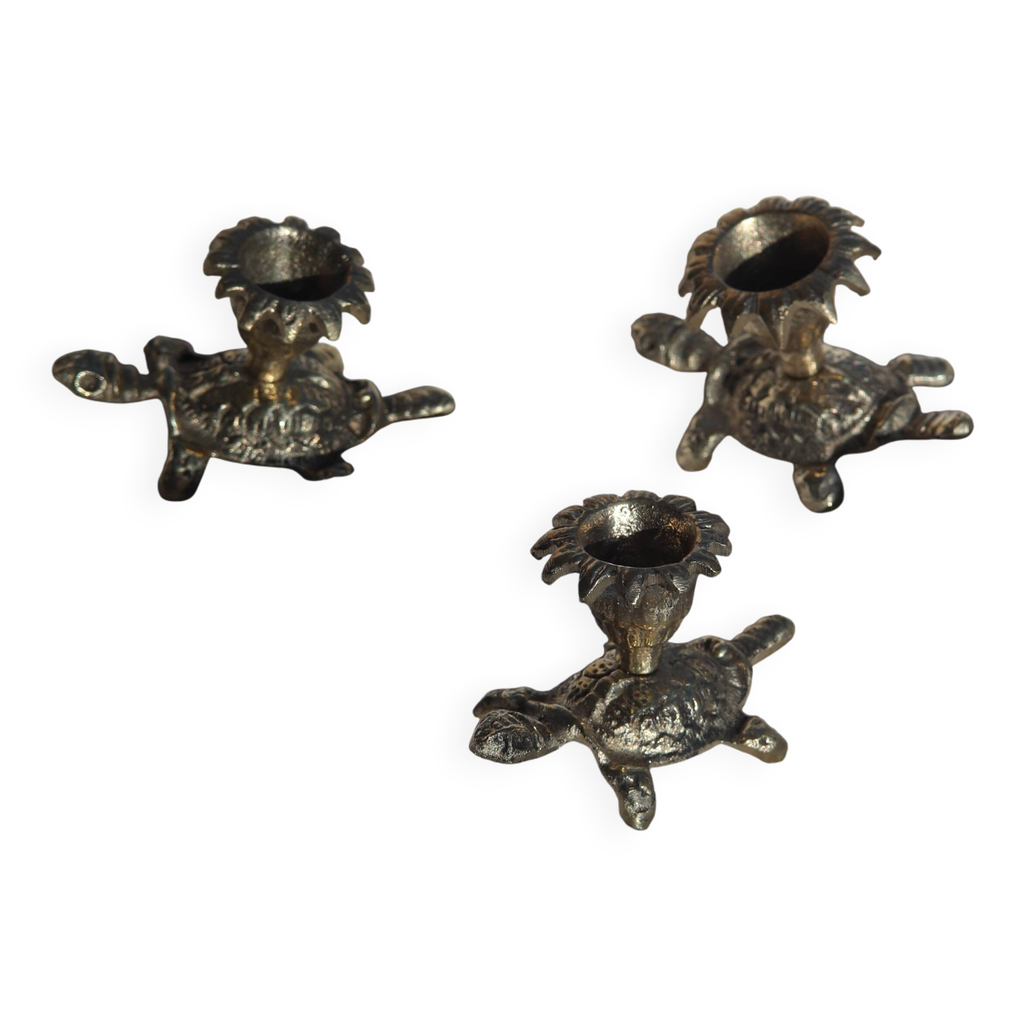 Set of candle holders palm-tortoise style