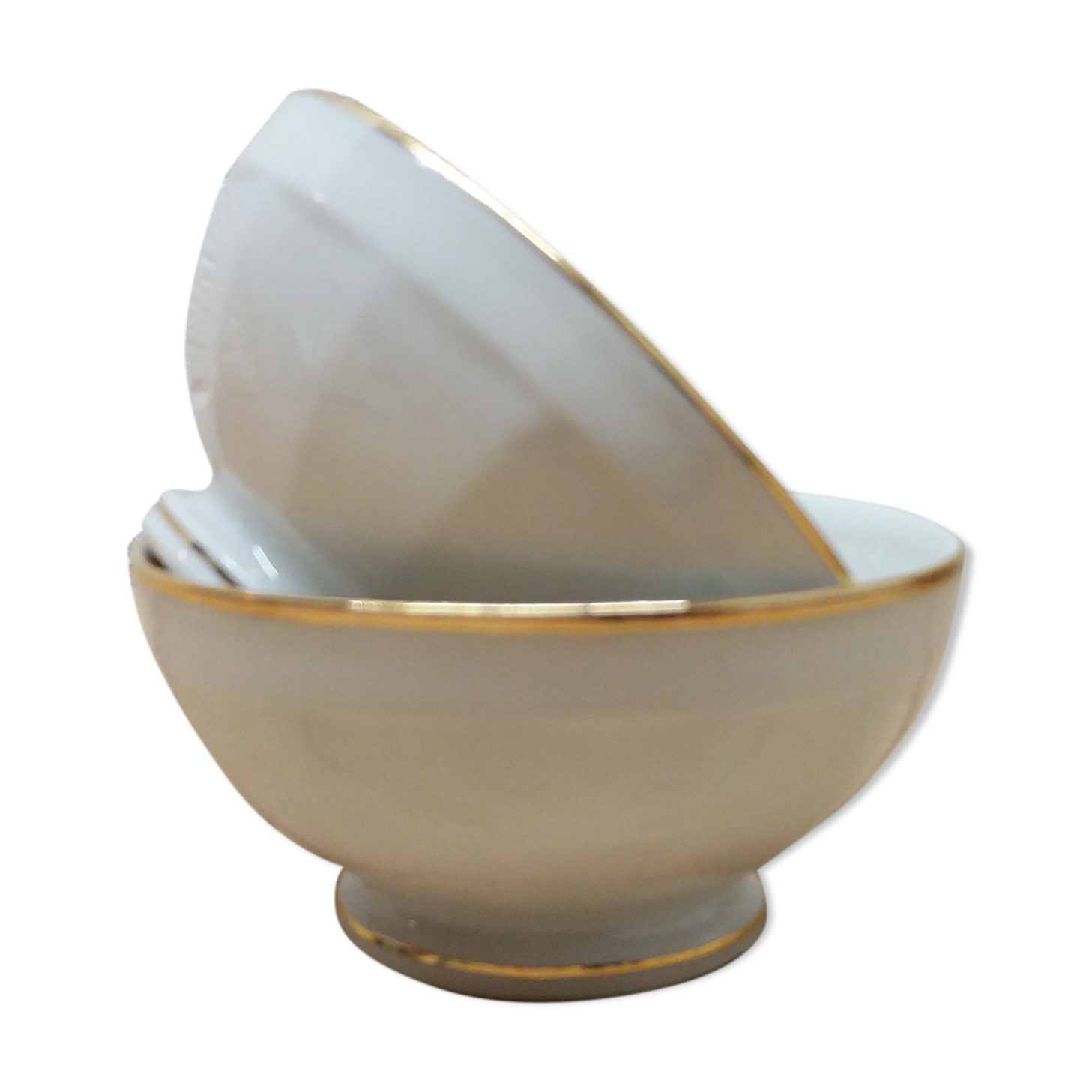 Pair white and gold bowls