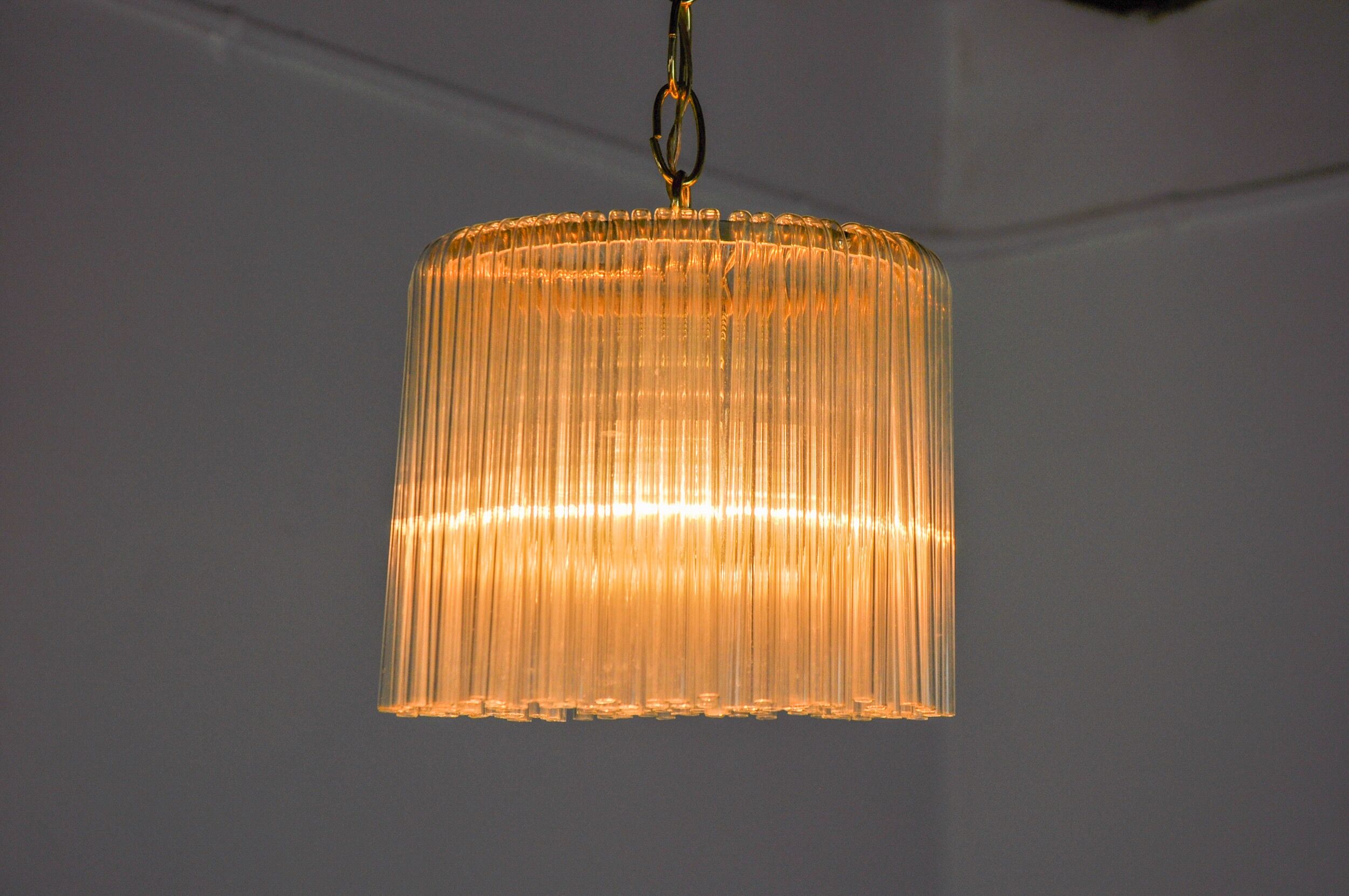 Venini pendant lamp, murano tubular glass, Italy, 1970