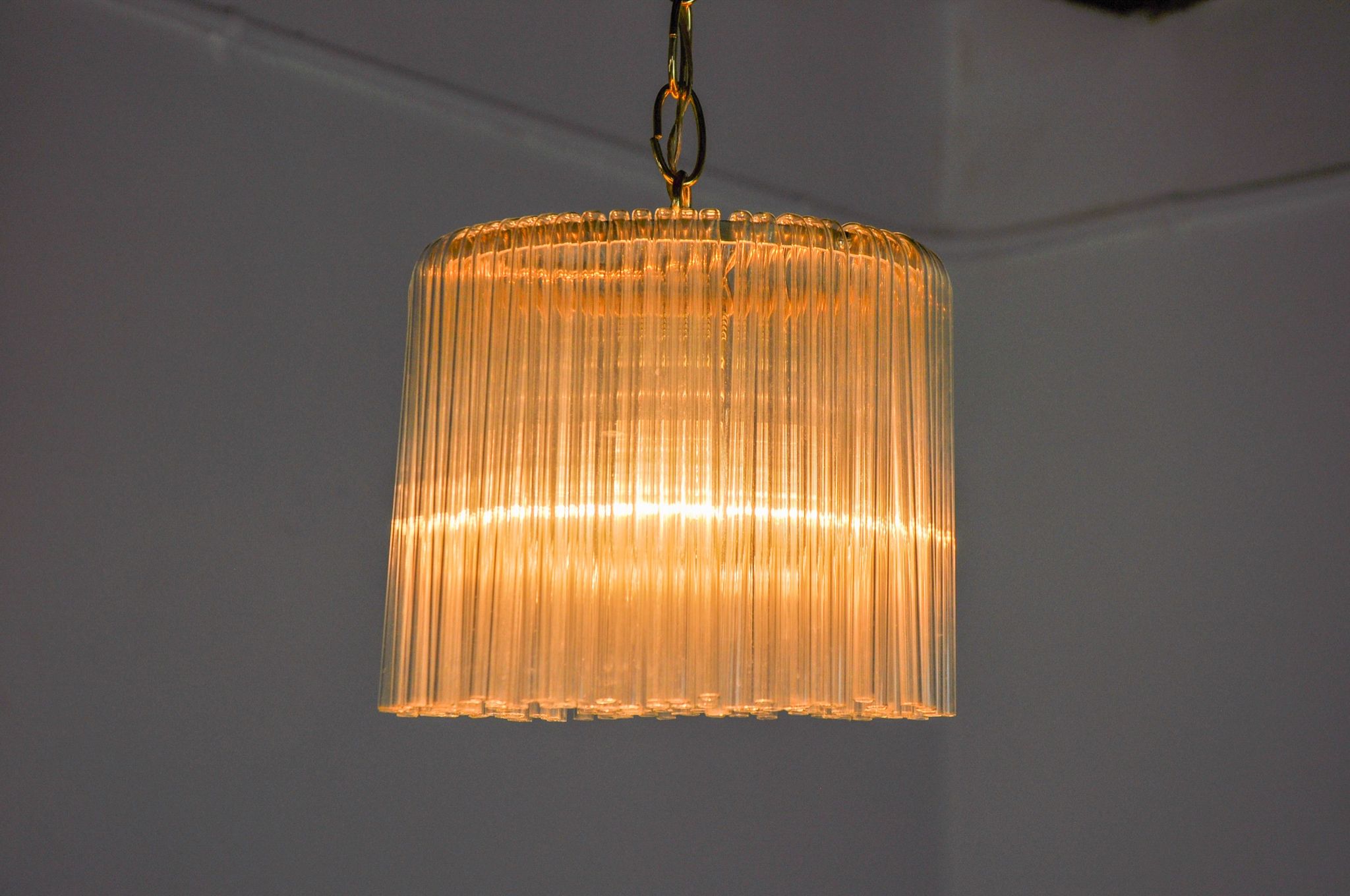 Venini pendant lamp, murano tubular glass, Italy, 1970