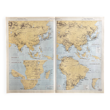 Old industrial map of Asia, Africa & South America
