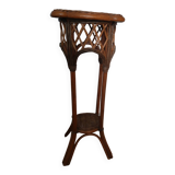 Woven wood and rattan plant stand