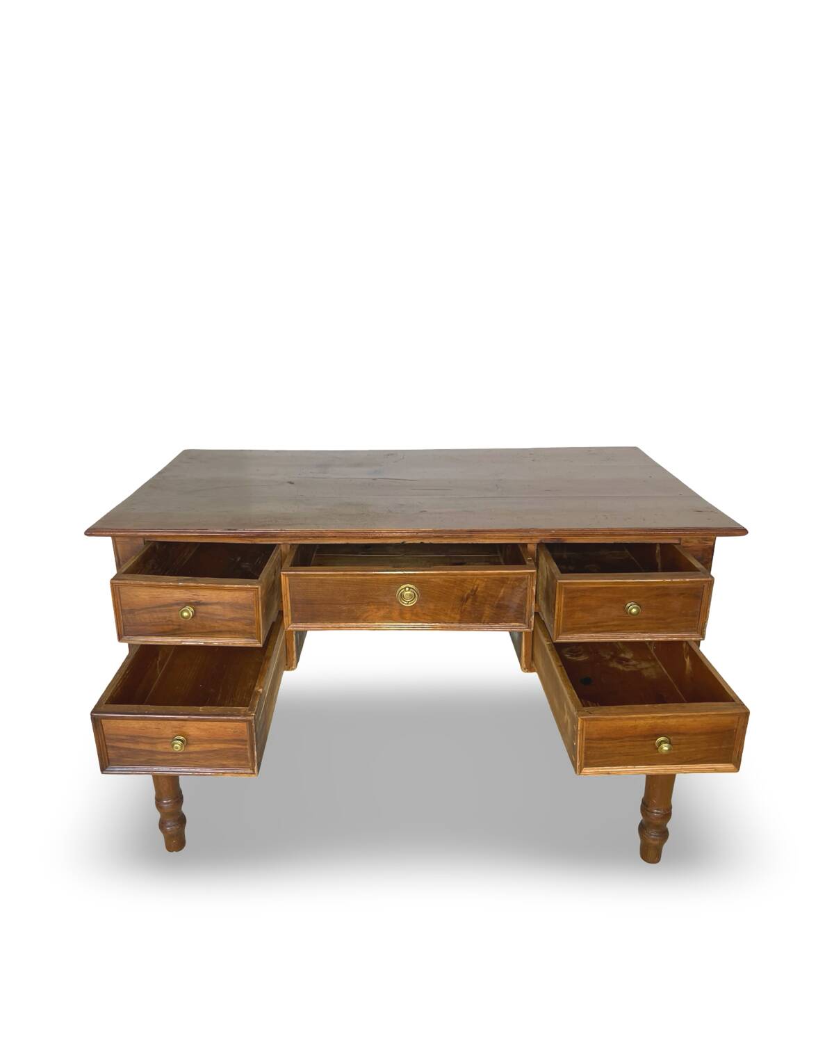 Italian pine wood centre writing desk from the 1960s, a reproduction o