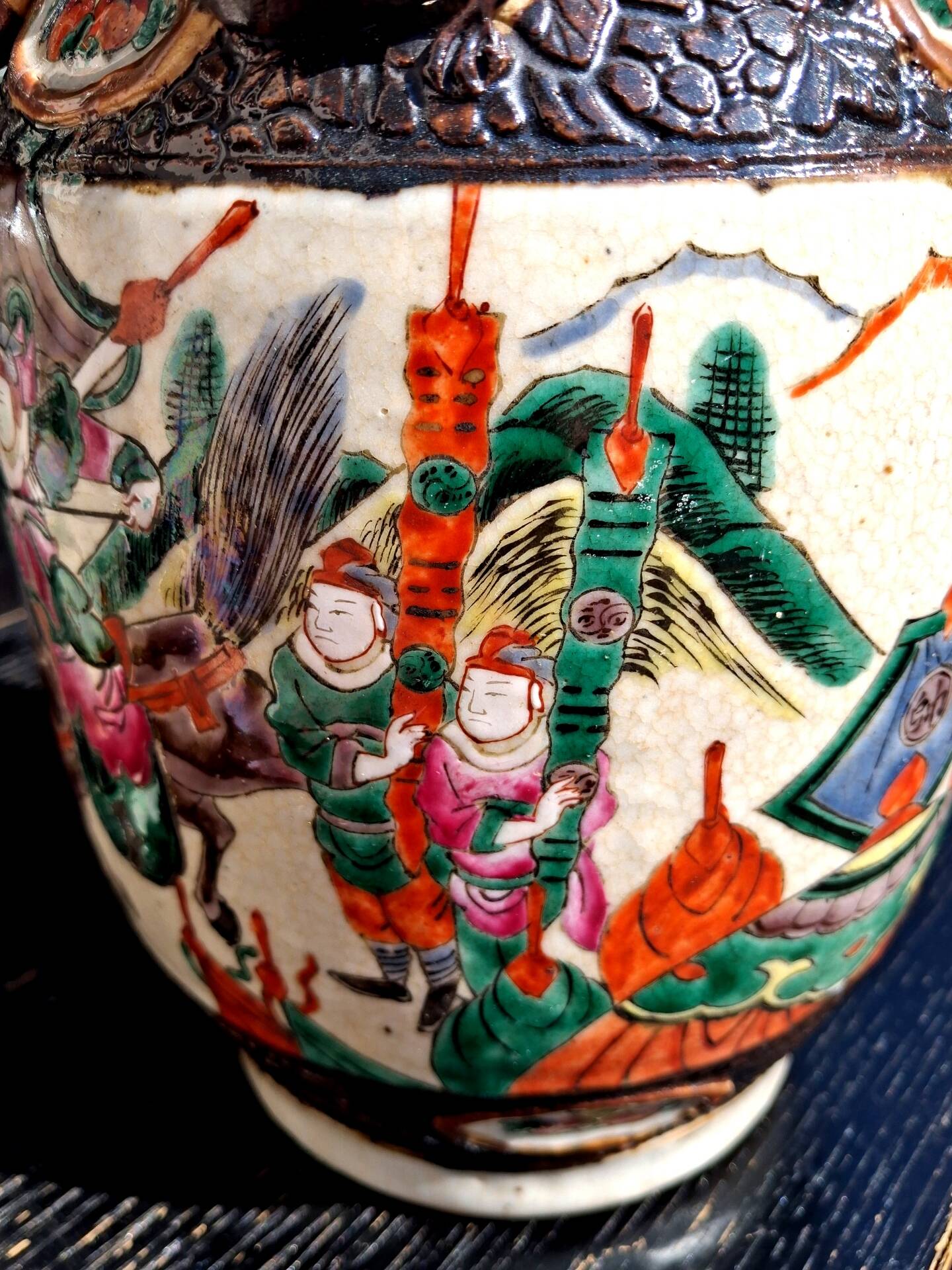 Pair of large ceramic vases from Nanking, China, Asian decor.