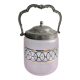 Antique glass bonbonnière in frosted violet with metal mount – Art Nouveau style