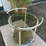 1960s glass and brass bar cart
