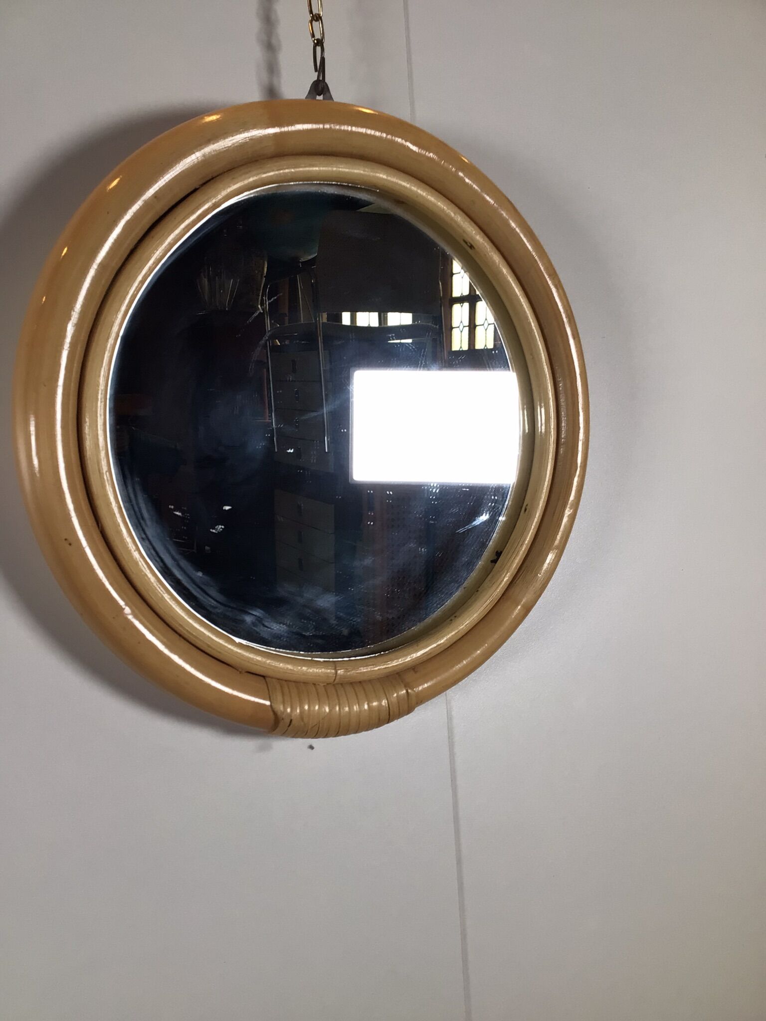 rattan round mirror
