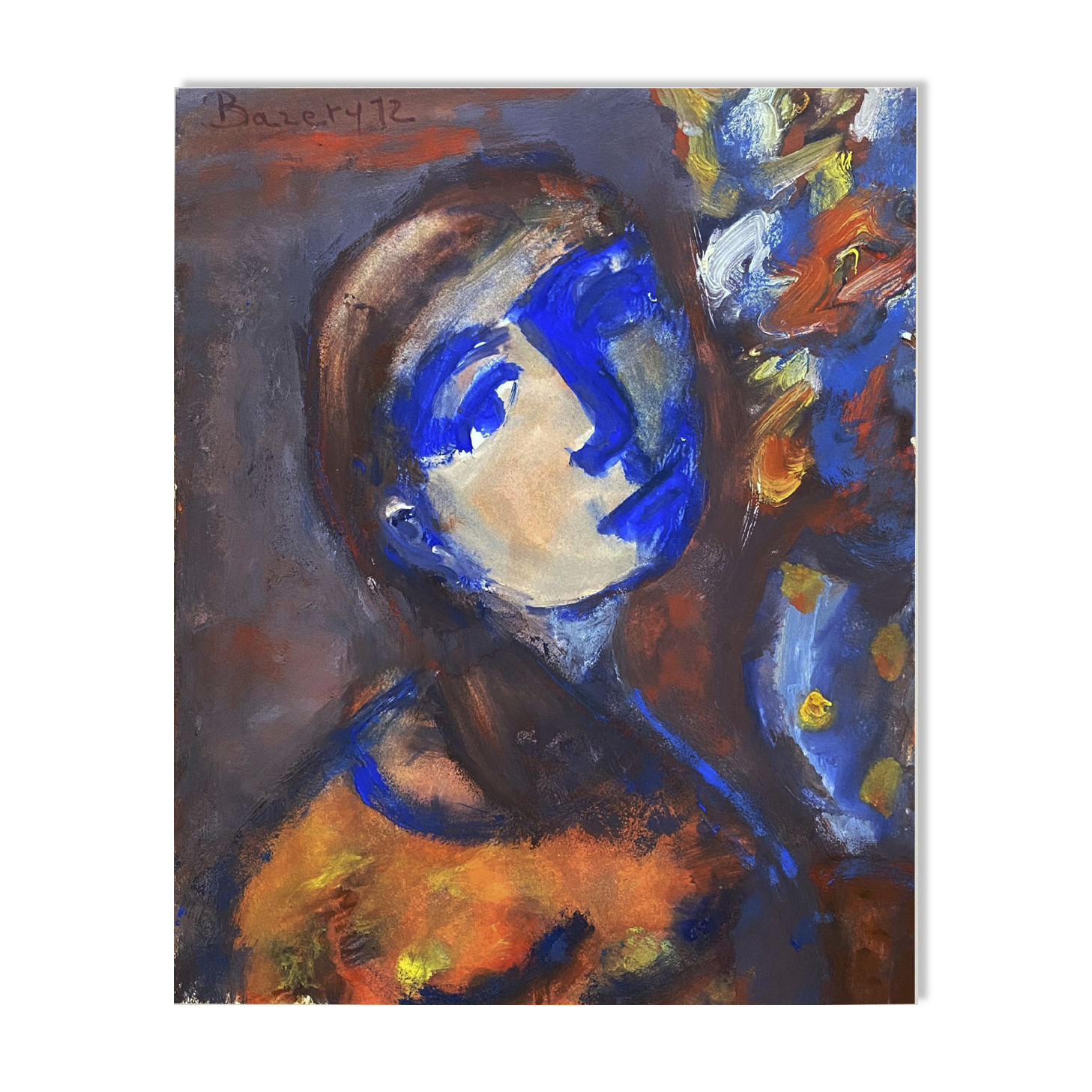 Portrait of the young woman in blue Henriette Barety 1973