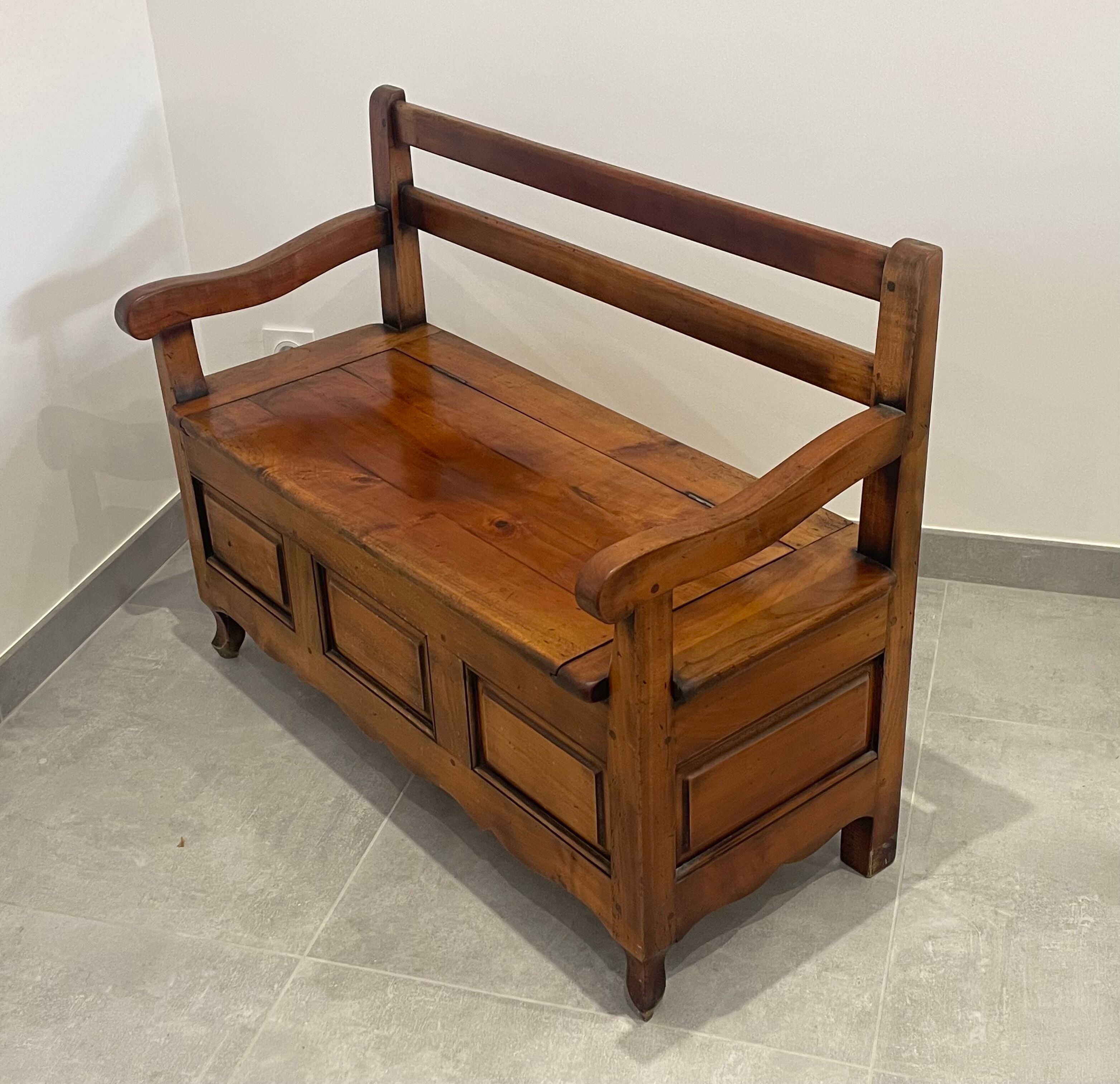Rustic fruit wood chest bench, children's room