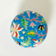 Large round box turquoise blue Art Deco Emaux de Longwy 1950