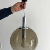 Vintage 70s smoked glass pendant light