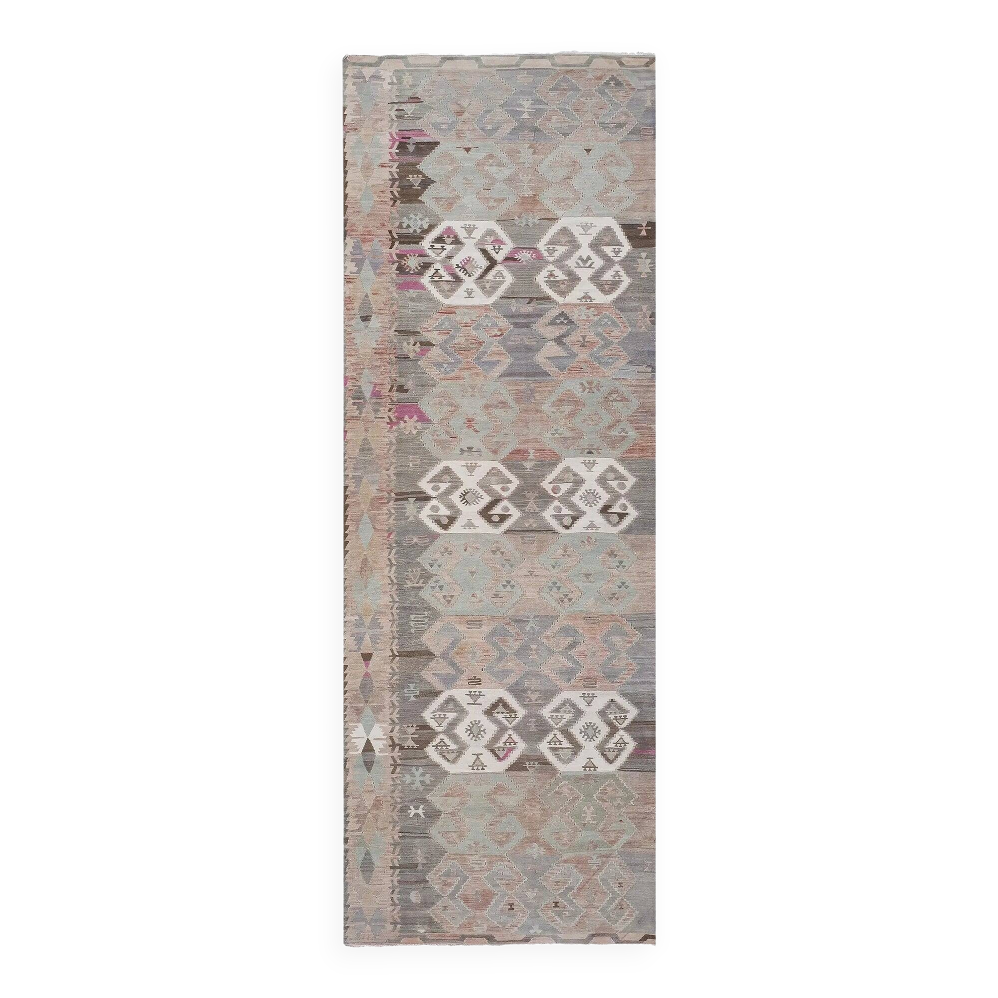 Vintage Turkish hallway rug 142x419 cm
