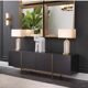 Pair of table lamps, antique brass and alabaster finish, timeless luxury and vintage charm.