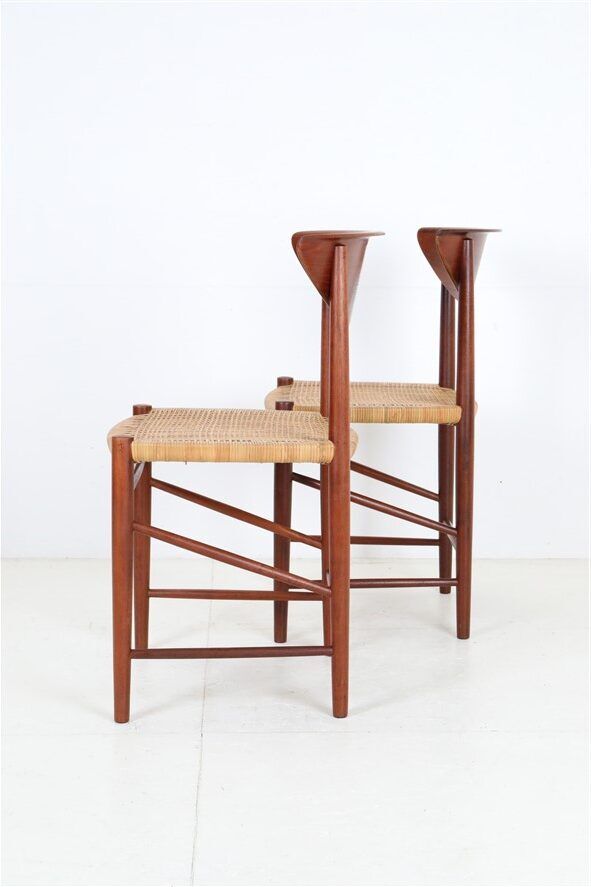 Set of 2 “316” teak/rattan chairs by Peter Hvidt & Orla Mølgaard Nielsen for Søborg Møbler / 1960s