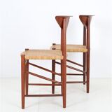 Set of 2 “316” teak/rattan chairs by Peter Hvidt & Orla Mølgaard Nielsen for Søborg Møbler / 1960s