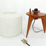Vintage tripod table lamp wood and glass 1950 France