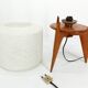 Lampe de table vintage tripode bois et verre 1950 France