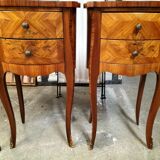 Pair of bedside tables 2 drawers Louis XV style
