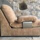 Space age armchair in velvet beigen armrests stainless steel 1970