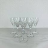 6 Chantilly model stemmed glasses from Saint Louis, crystal, wine or port
