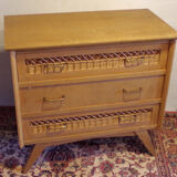 Wood and rattan dresser