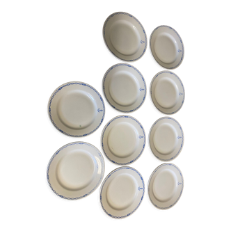 10 plates in Sarreguemines porcelain anchor and knots