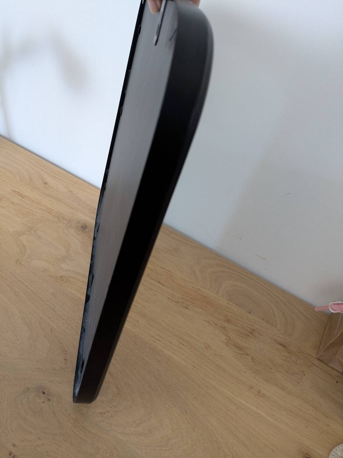 Black metal square mirror, industrial style
