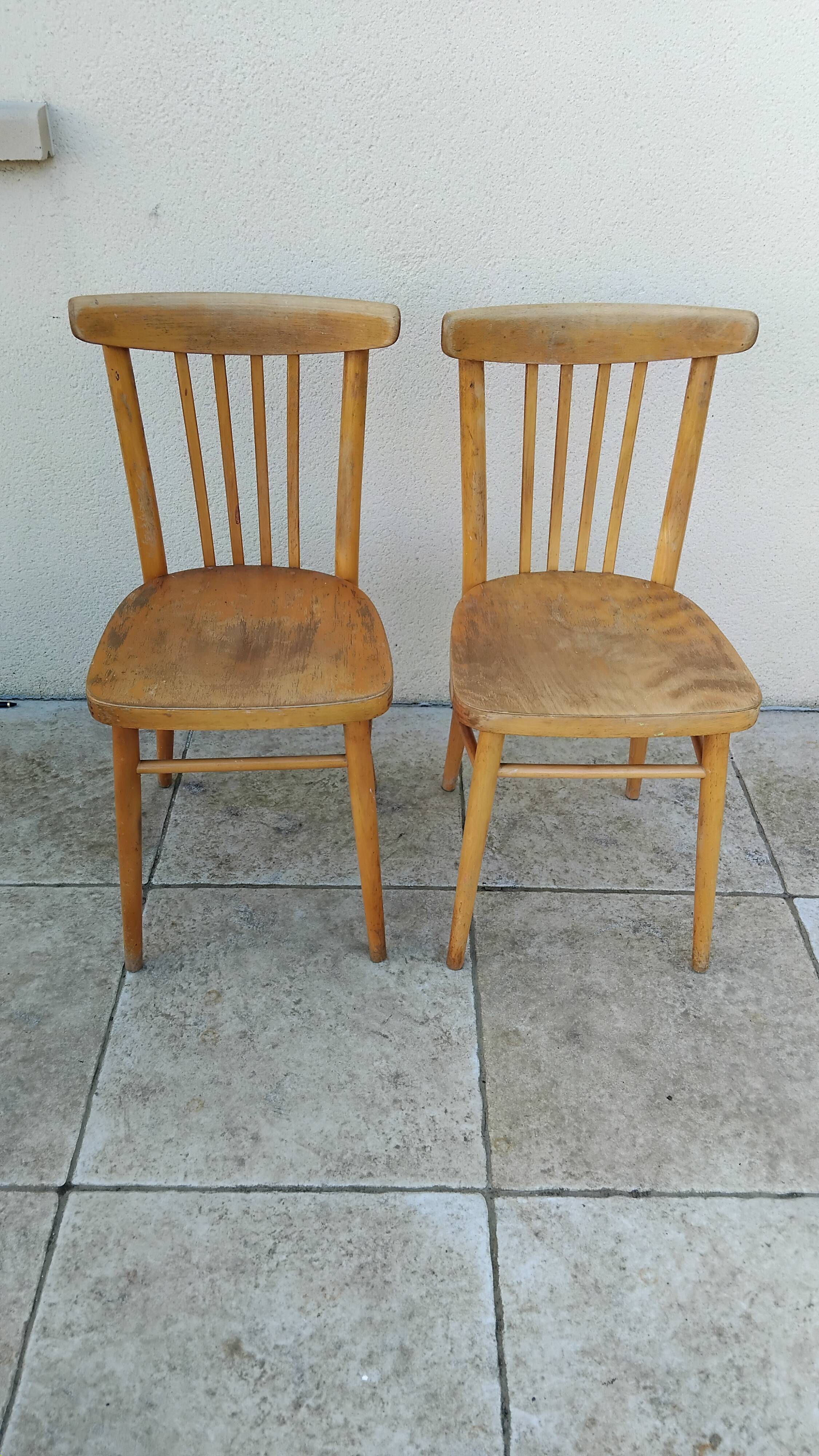 2 light bistro chairs thonet stamped czechoslovakia vintage