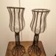 Pair of vintage/retro glass and metal vases