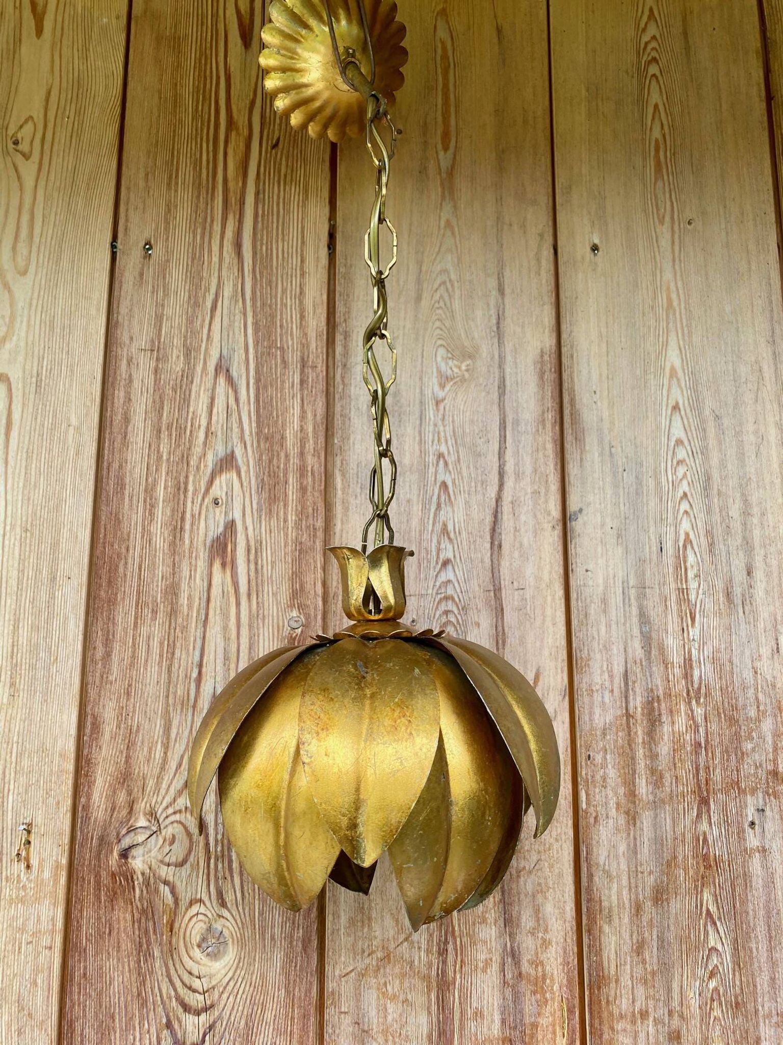Vintage gold metal flower pendant