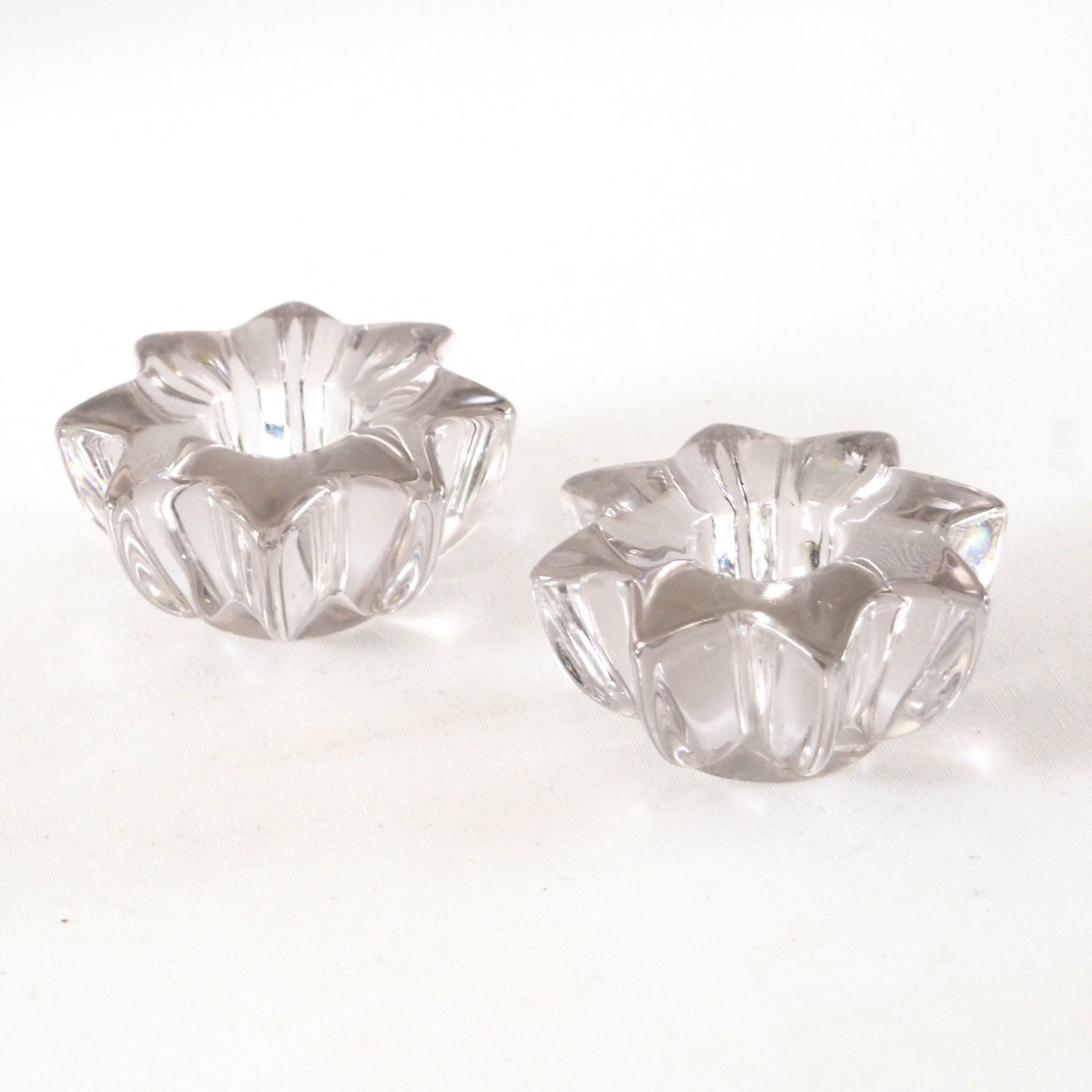 Pair of small crystal candlesticks