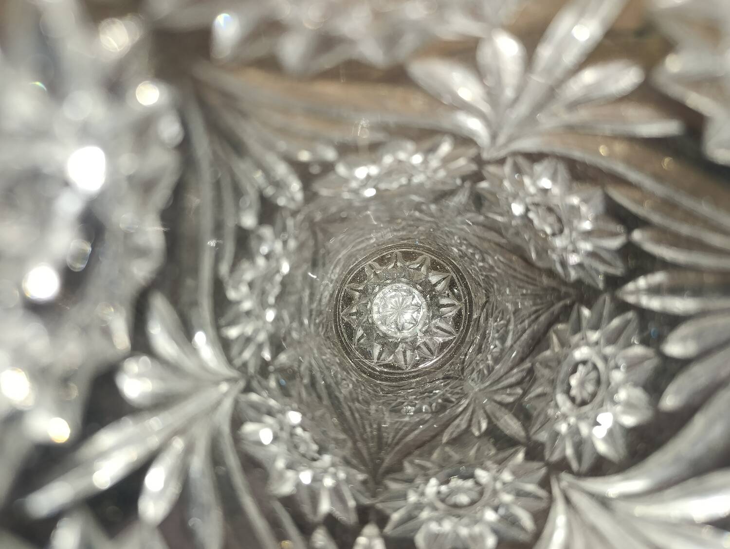 Vintage pressed glass vase, a decorative and elegant piece.