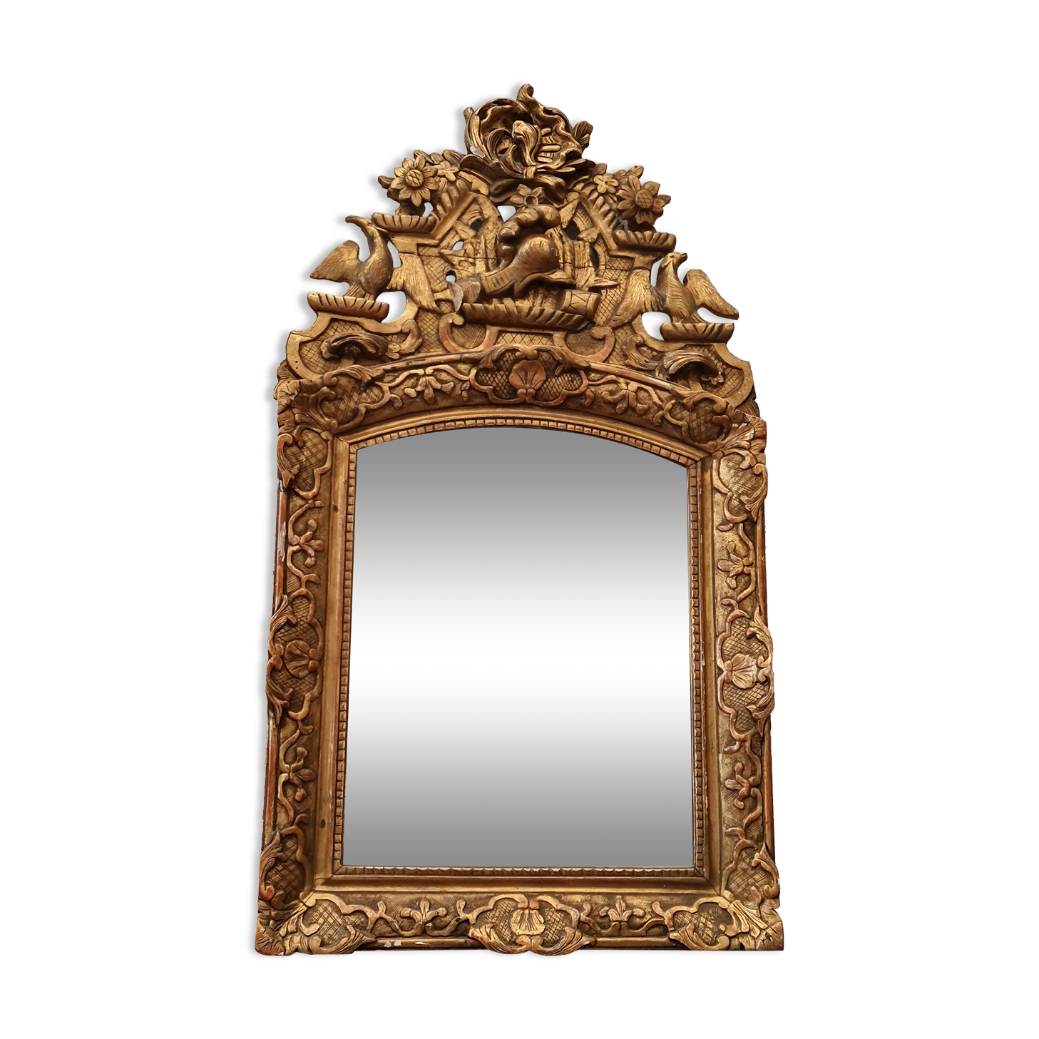 Mirror with pediment gilded carved wood late eighteenth century SB