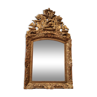 Mirror with pediment gilded carved wood late eighteenth century SB
