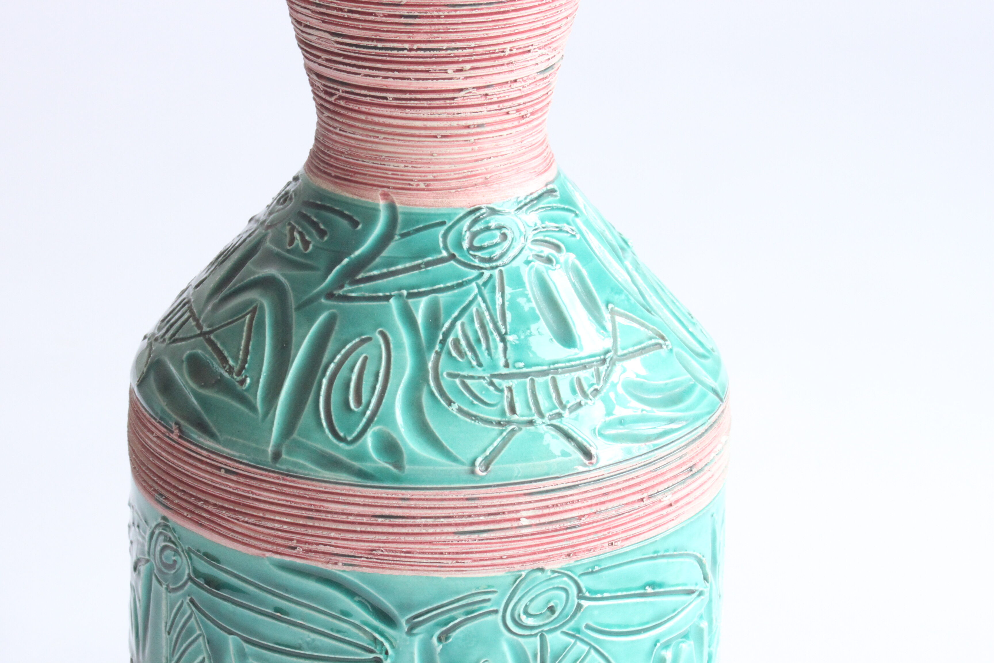 Vase avec pélicans par Fratelli Fianciulacci sgraffito , italie, années 1960