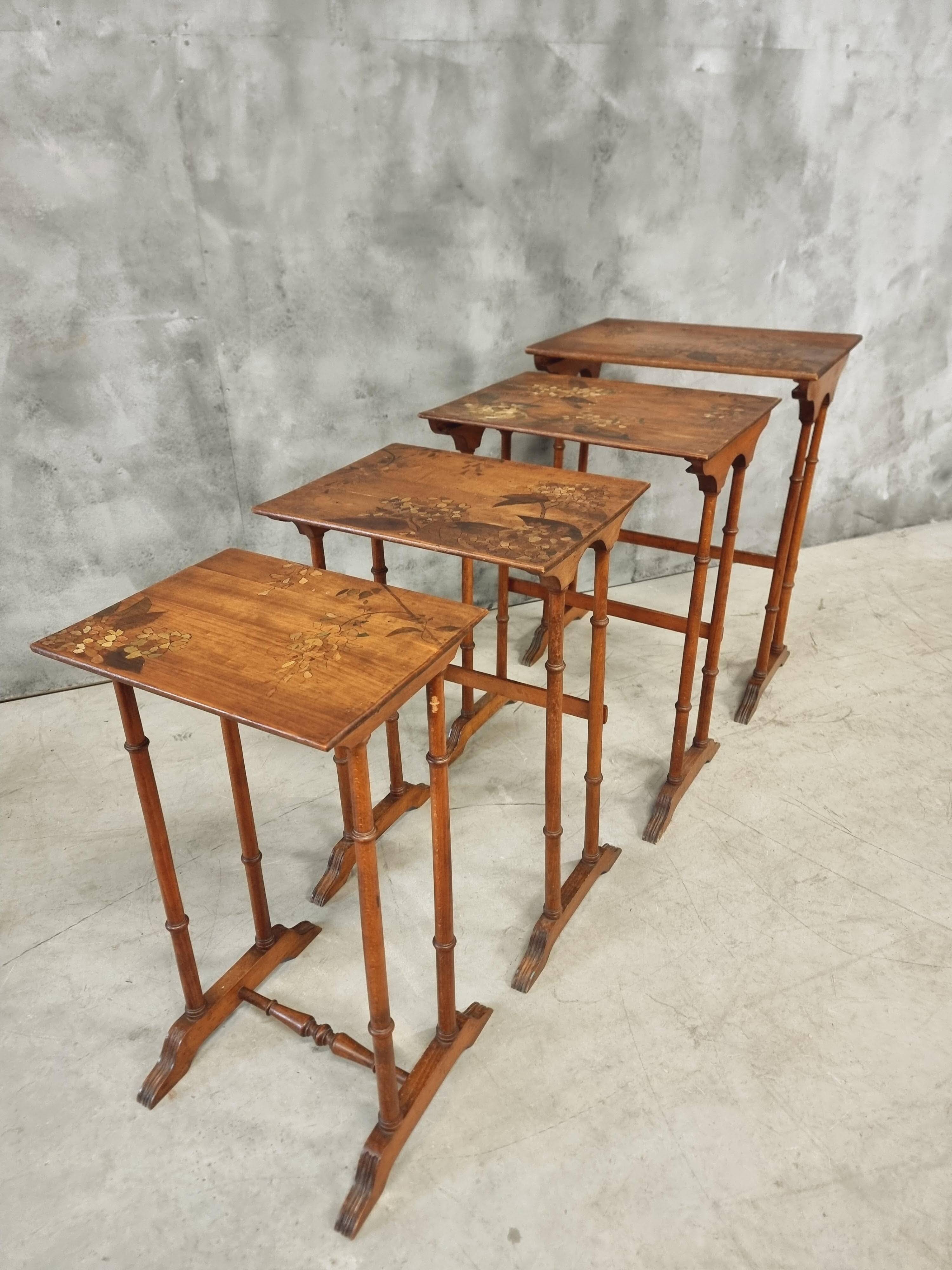 Set of 4 nesting tables Art Nouveau 1930s
