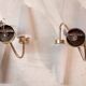 Asymmetrical brass wall lights with opaline shades, 1950s-60s.