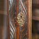 Library Desk in Carved Oak with Brass Handles