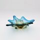 Murano Sommerso Blue Amber Sculpture Bowl 23cm