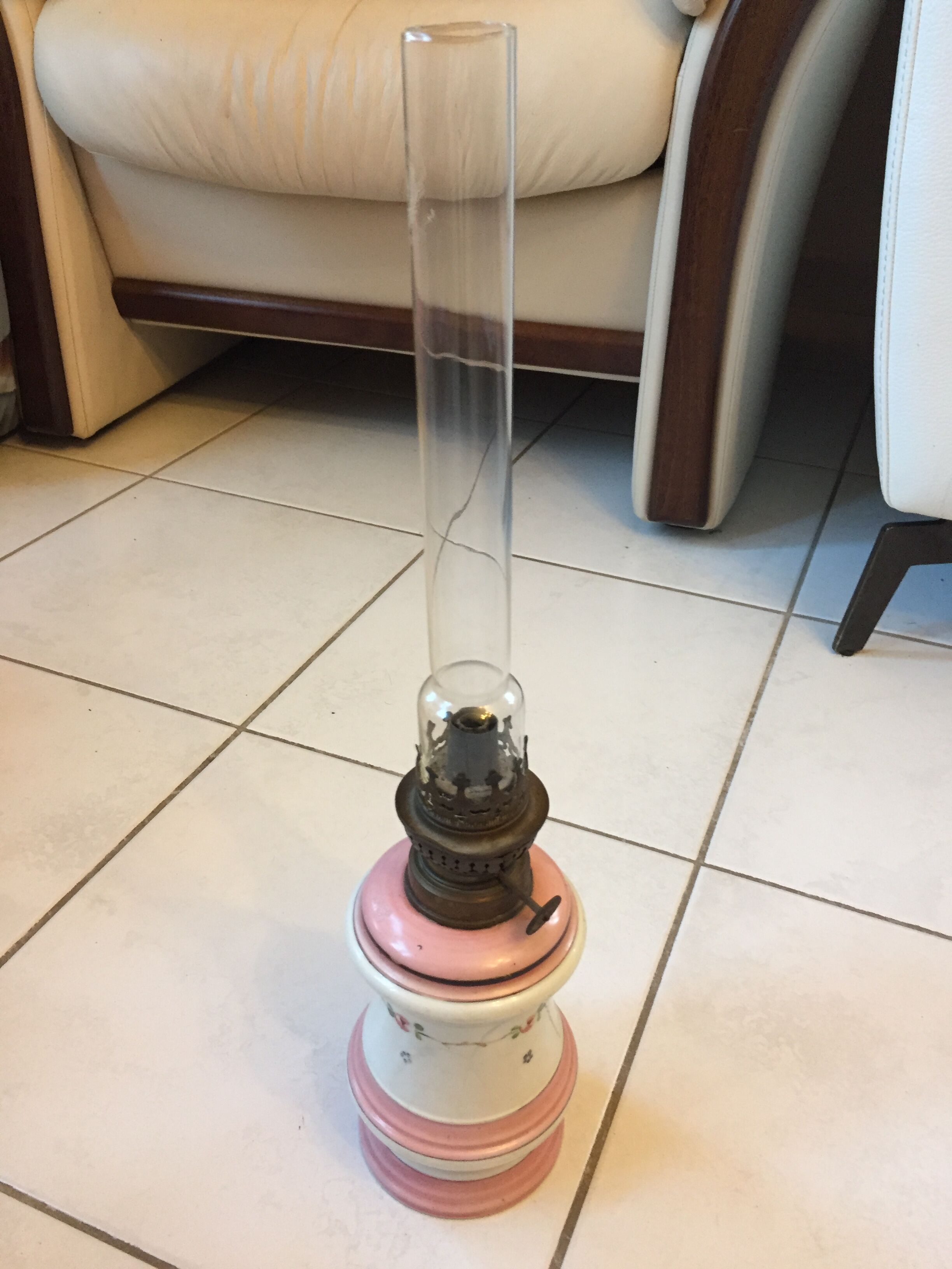 Old ceramic kerosene lamp