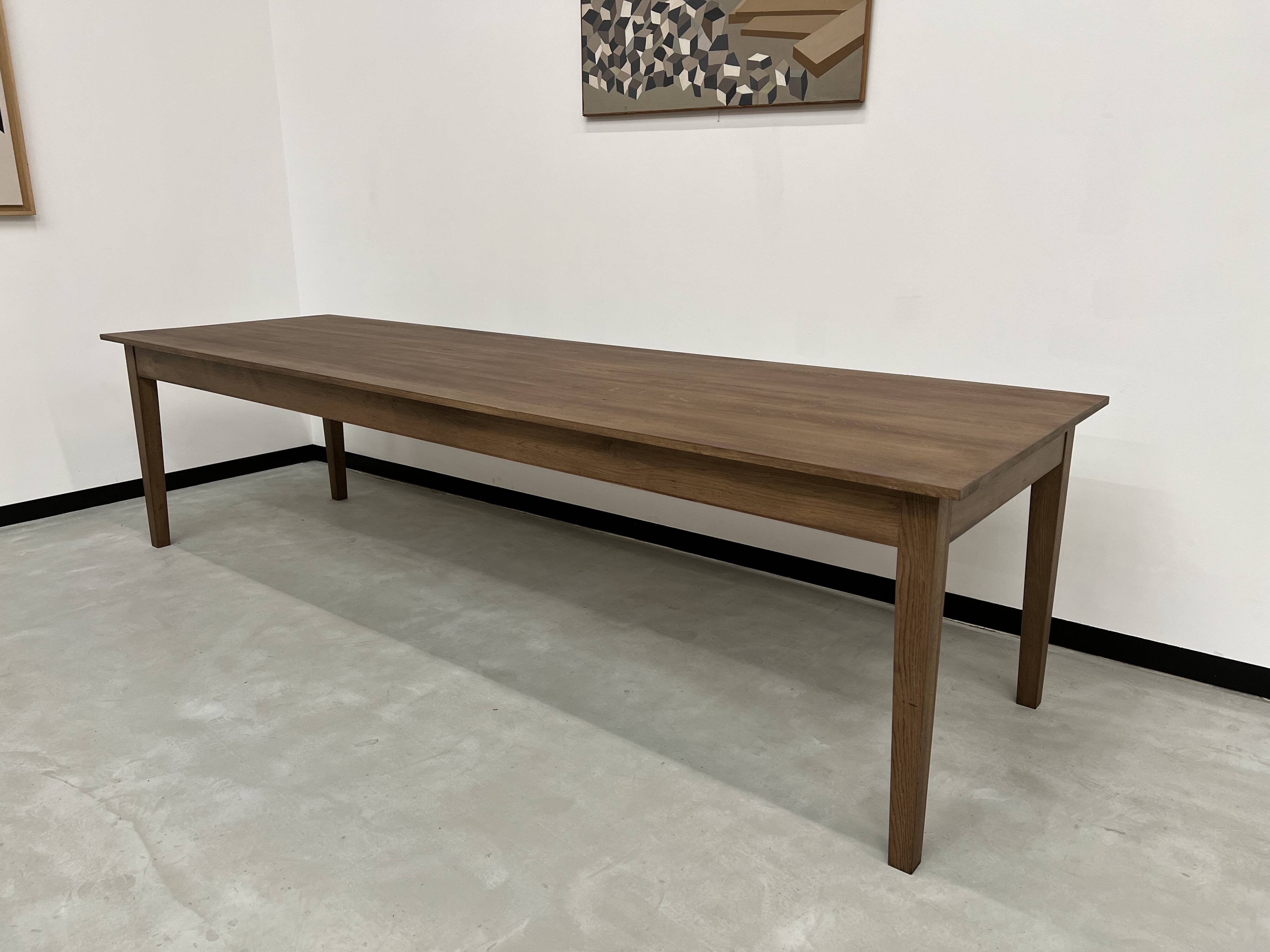 "Dark Brown" farmhouse table in solid oak, 300 x 90 cm