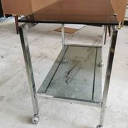 Table d'appoint, desserte, console en verre et métal chromé