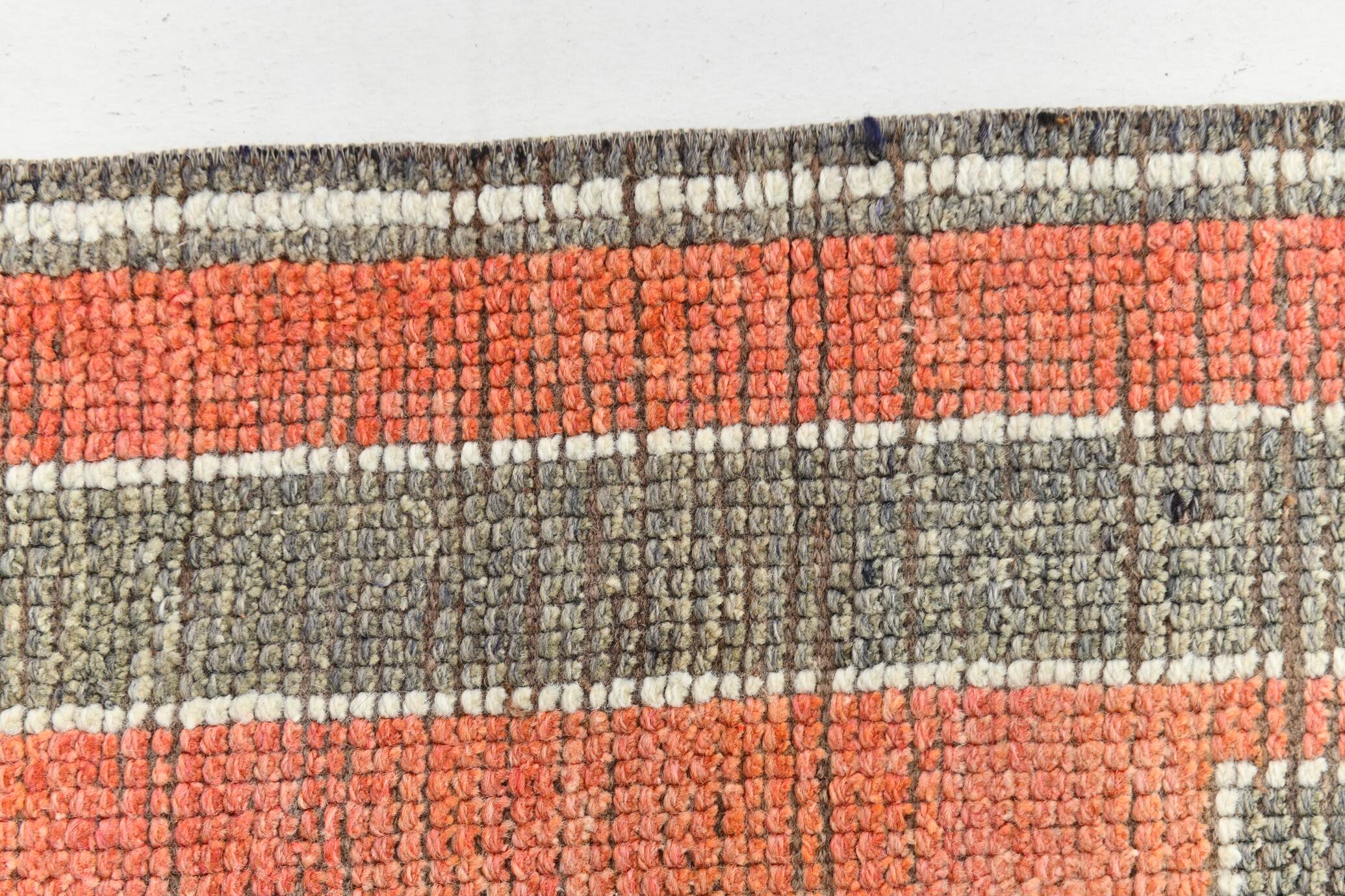 Red & Green Turkish Vintage Runner Rug, 93x342Cm