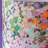 Large floral maximalist table lamp with a Delft ceramic base and new lampshade.