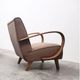 1930 Jindrich Halabala Bentwood Armchair in Dark Beige Velvet