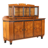 Antique Art Deco buffet in walnut and glass, Italy, 20th century