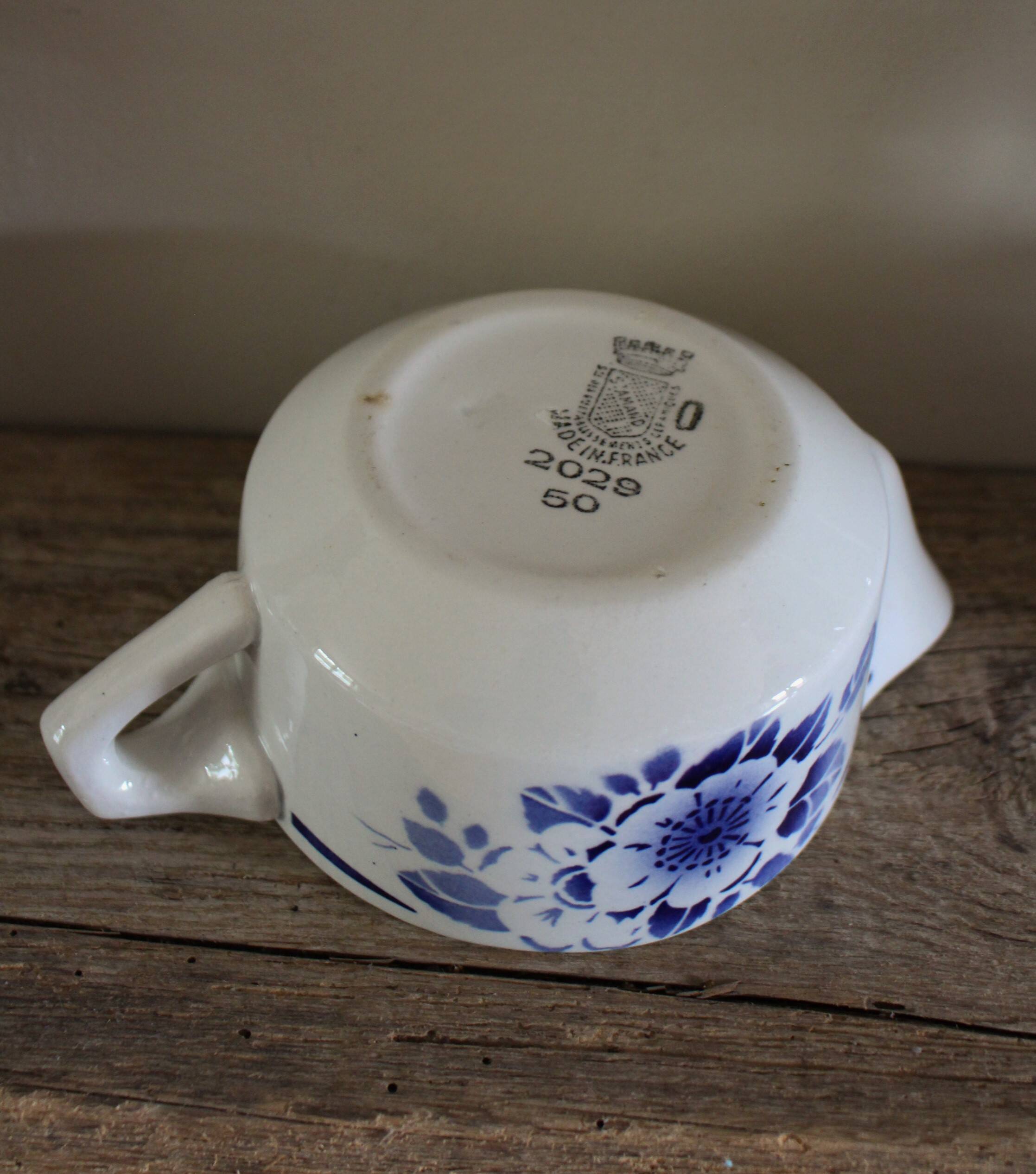 Blue flower gravy boat Saint Amand Art Deco