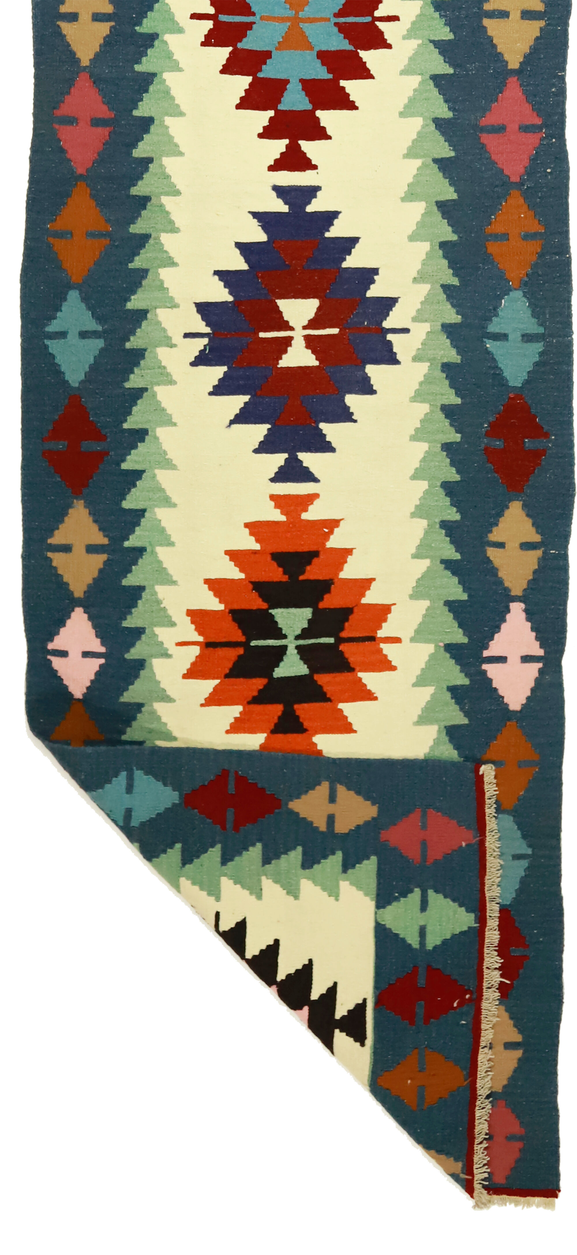 Anatolian handmade kilim rug 354 cm x 92 cm