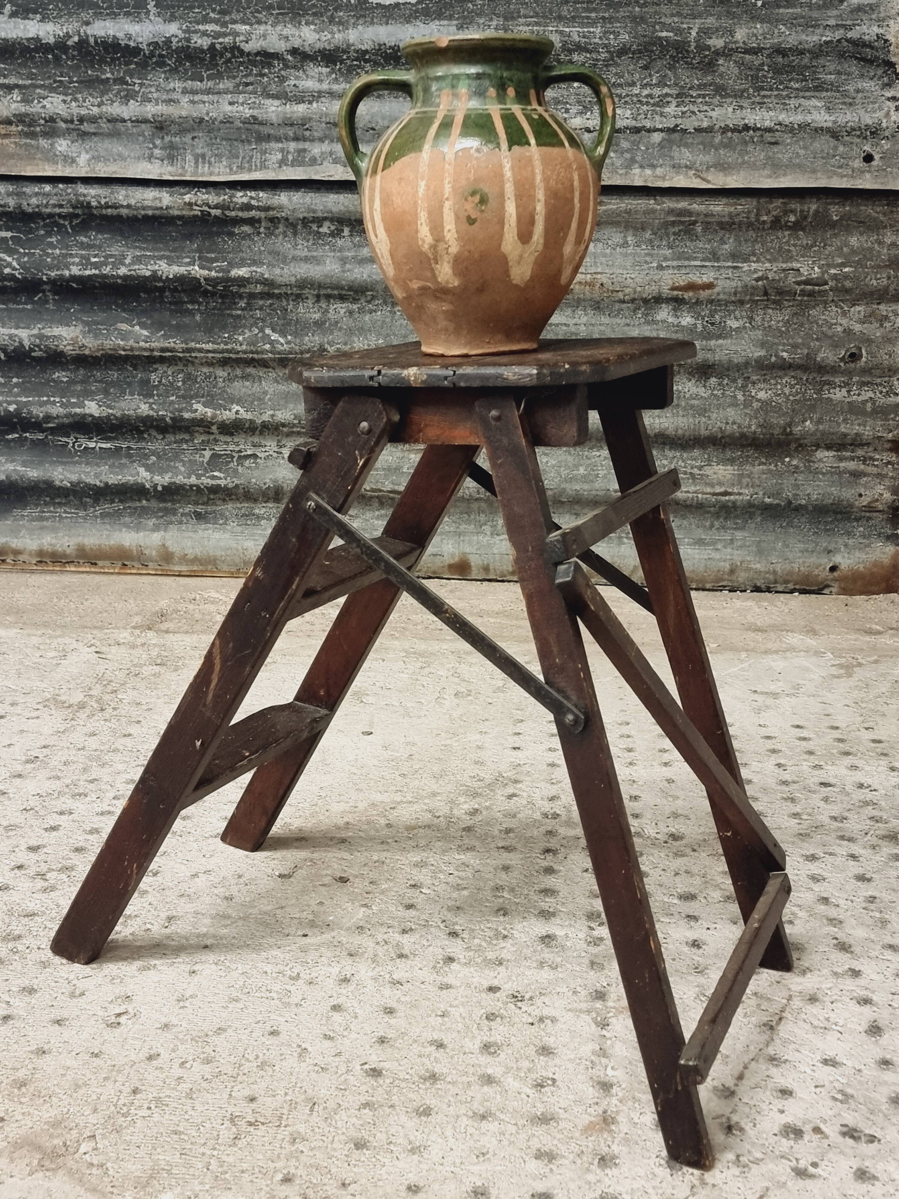 Old wooden stepladder library steps decorative foldable