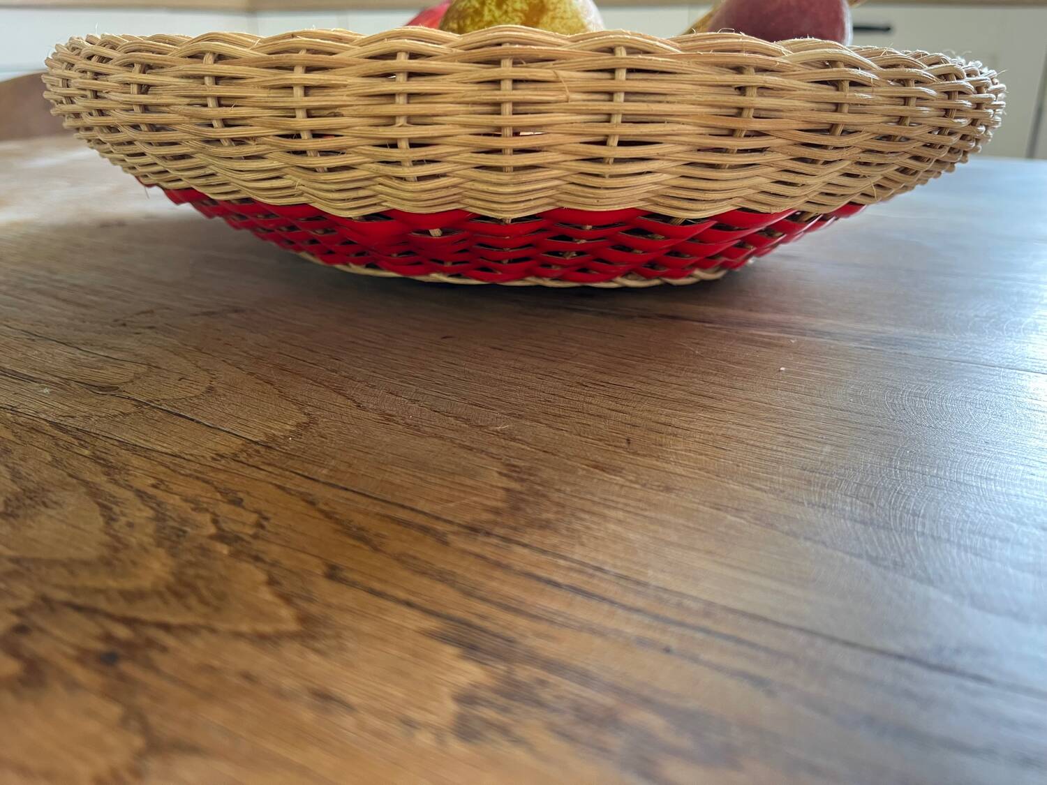 Rattan basket with red trim